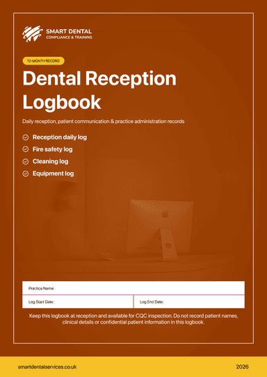 Dental Reception Logbook cover